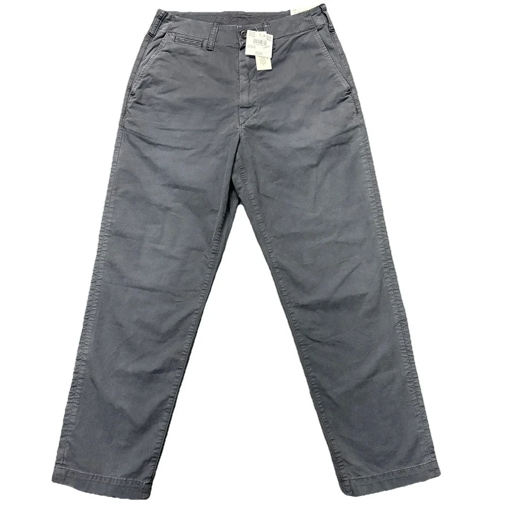 American Eagle baggy lived in khakis mens 28x29 TAG-28x30 flex gray Preppy‎ NEW